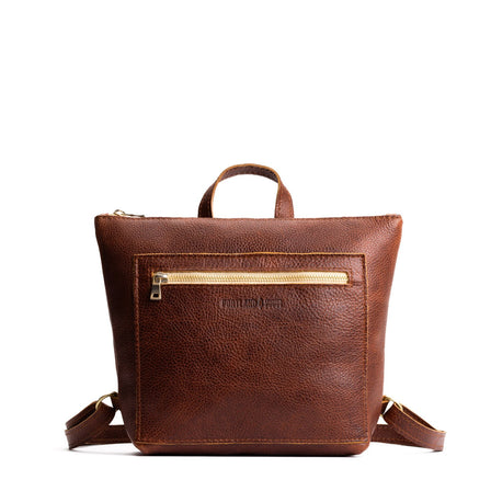 Nutmeg*Small | Small square slim leather tote backpack