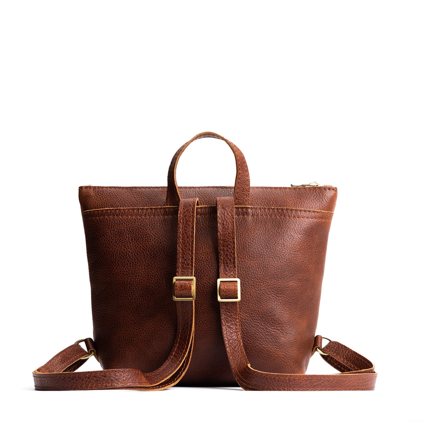 Nutmeg*Small | Small square slim leather tote backpack