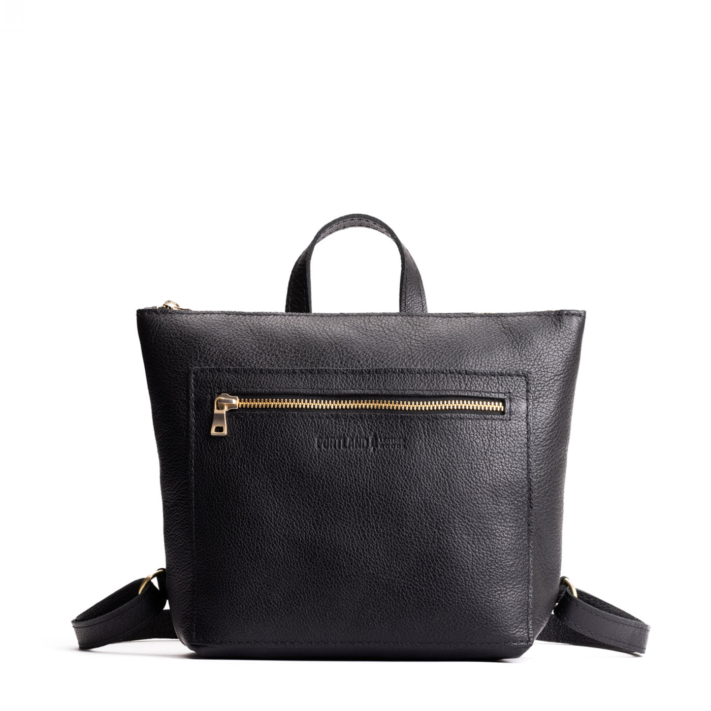 Pebbled--black*Small | Small square slim leather tote backpack