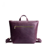 Plum Small | Small square slim leather tote backpack