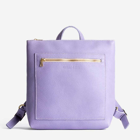 Wisteria | Square slim leather tote backpack