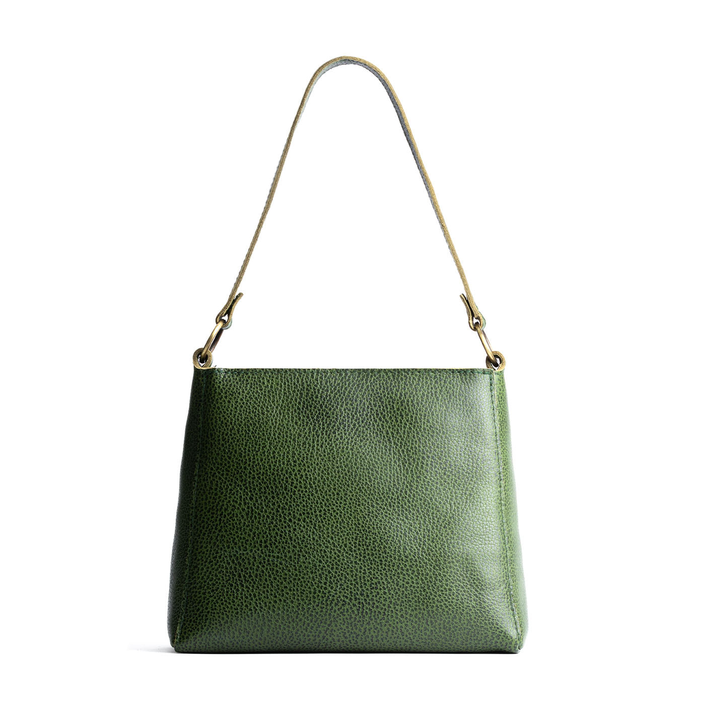 Avocado | Triangular shoulder bag with antiqued brass finished hardware