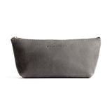 Groupie Grey | Leather utility bag pouch with top zipper