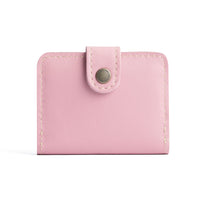 Vintage Pink | Small leather bifold wallet with snap closed