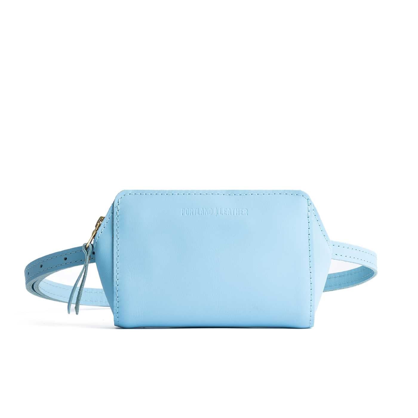 Glacial Blue | Petite bag with top zipper closure and adjustable belt strap