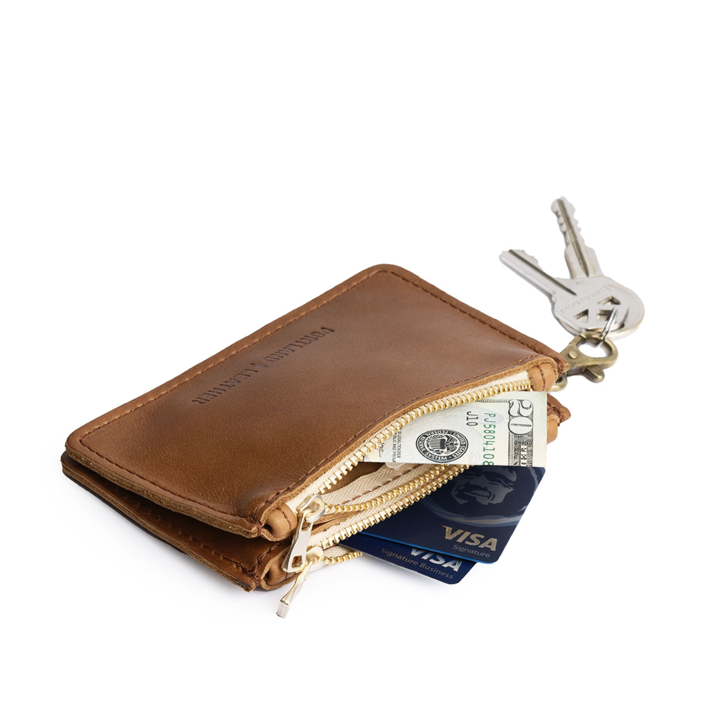 Biscotti | Leather double zip wallet with keychain clasp