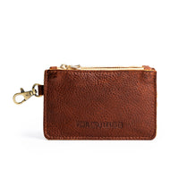 Nutmeg | Leather double zip wallet with keychain clasp