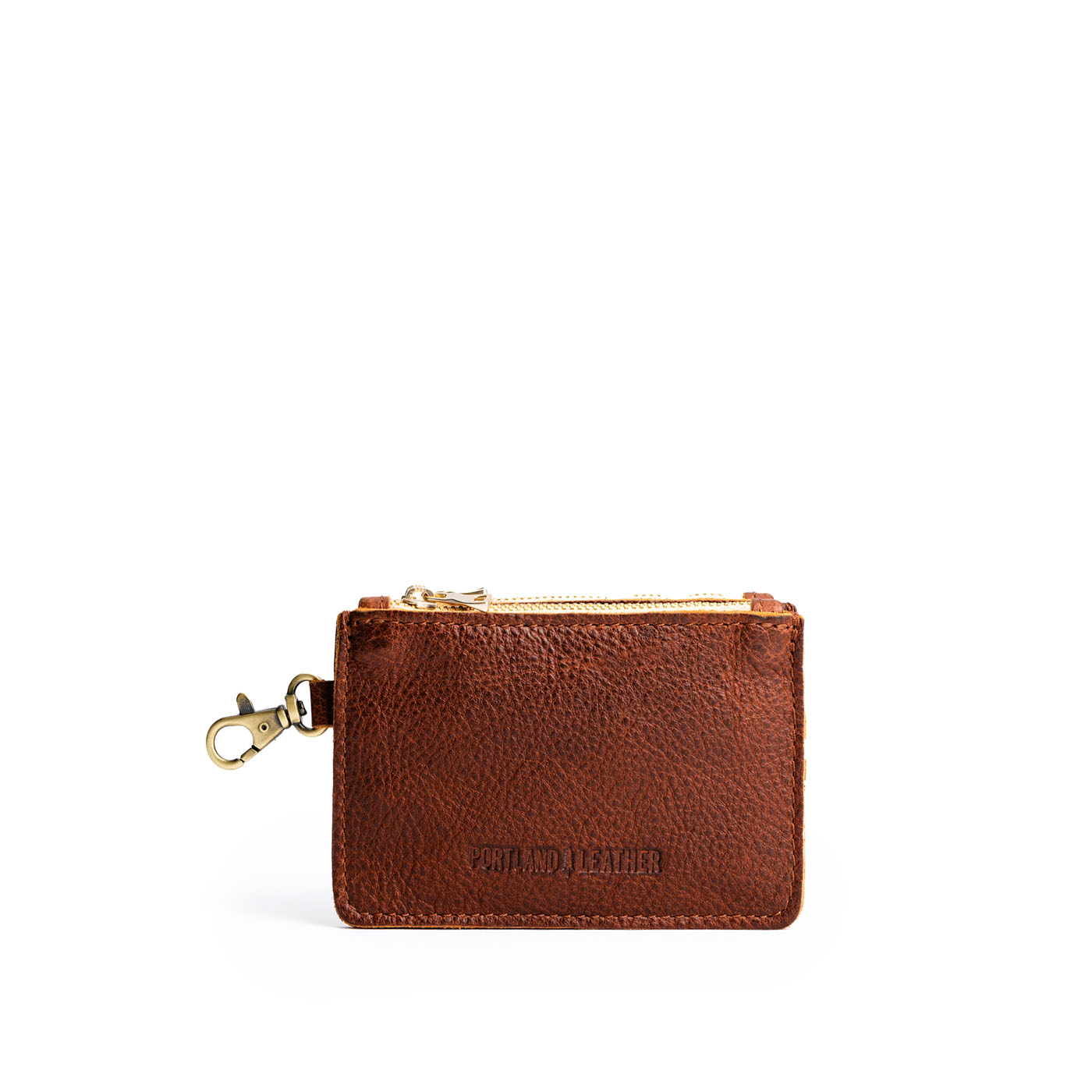 Nutmeg | Leather double zip wallet with keychain clasp