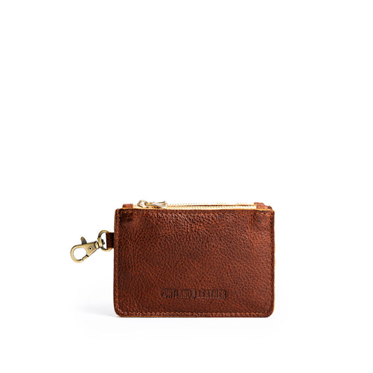 Nutmeg | Leather double zip wallet with keychain clasp