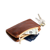 Nutmeg | Leather double zip wallet with keychain clasp