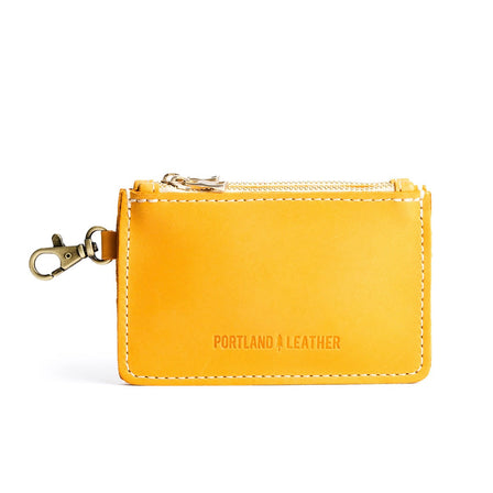 Sunflower | Leather double zip wallet with keychain clasp