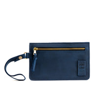 Deep Water | Flat leather pouch with zipper and wristlet