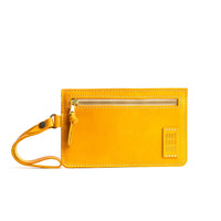 Sunflower | Flat leather pouch with zipper and wristlet