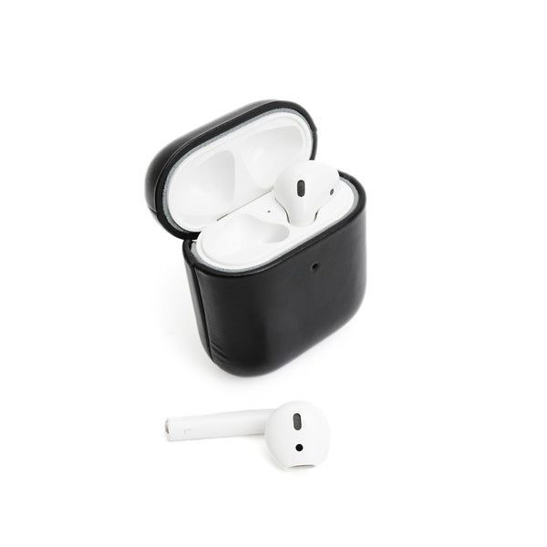 Textured leather-trimmed printed coated-canvas AirPods case