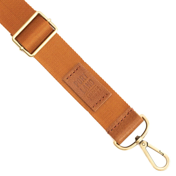 Herringbone Webbing Strap - Jade & Cognac Classic Leather