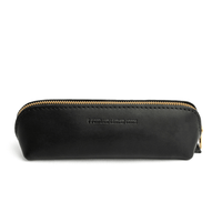 All Color: Black | Leather pouch with curved seams and top zipper