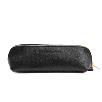 All Color: Pebbled--black | Leather pouch with curved seams and top zipper