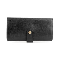 Pebbled--black | Leather wallet with snap closed