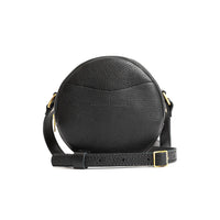 Pebbled--black*Small | Circle shaped crossbody bag with top zipper