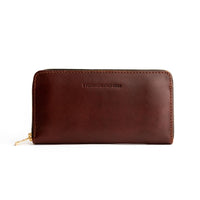 Cognac | Large accordion leather wallet with zipper and PLG logo