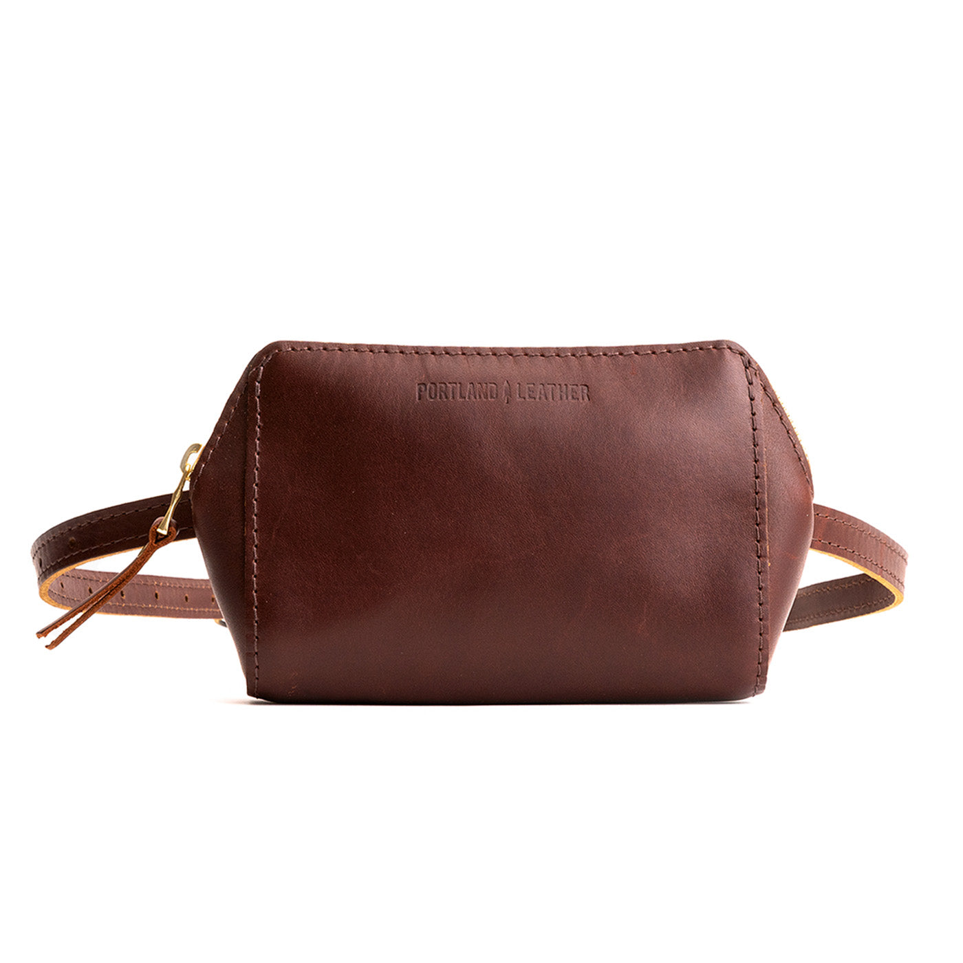 Handcrafted leather belt bag with external pocket dark brown BRASS Workshop  mp01