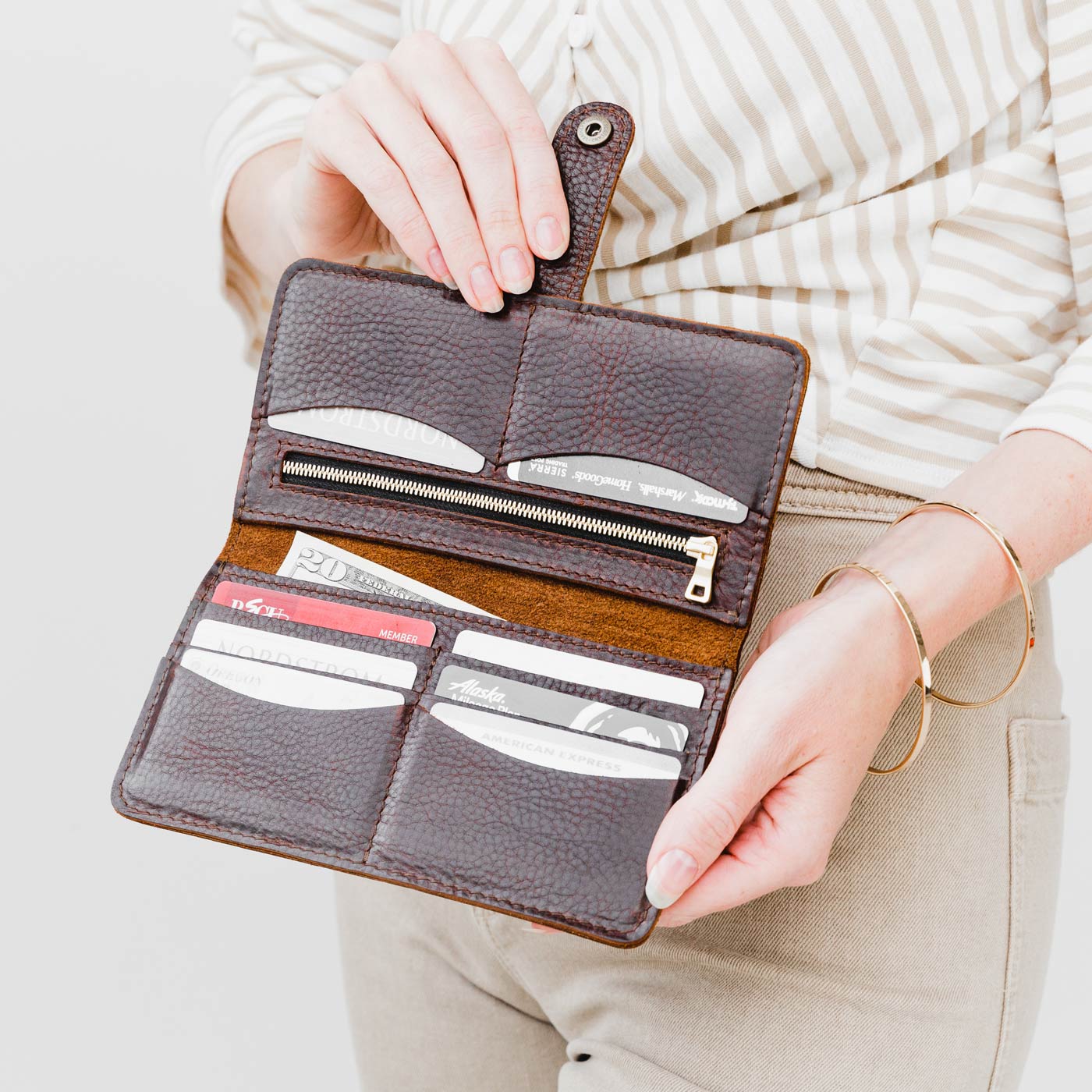 New vintage leather wallet women simple clutch bag handmade vertical female  long wallet personality card holder wallets ladies