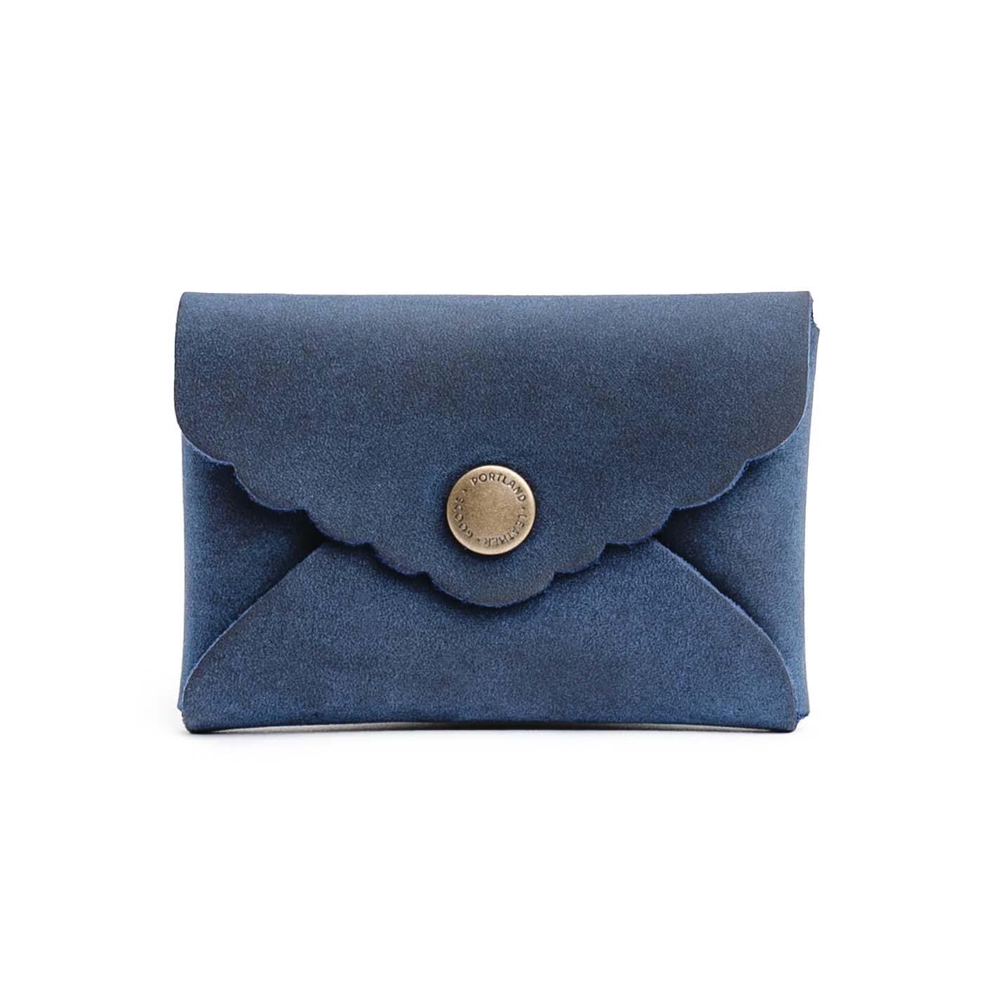 Deep Water | Small leather wallet with scalloped edge