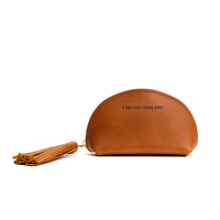 All Color: Honey | Small leather zippered pouch with tassel