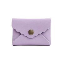 Lavender | Small leather wallet with scalloped edge