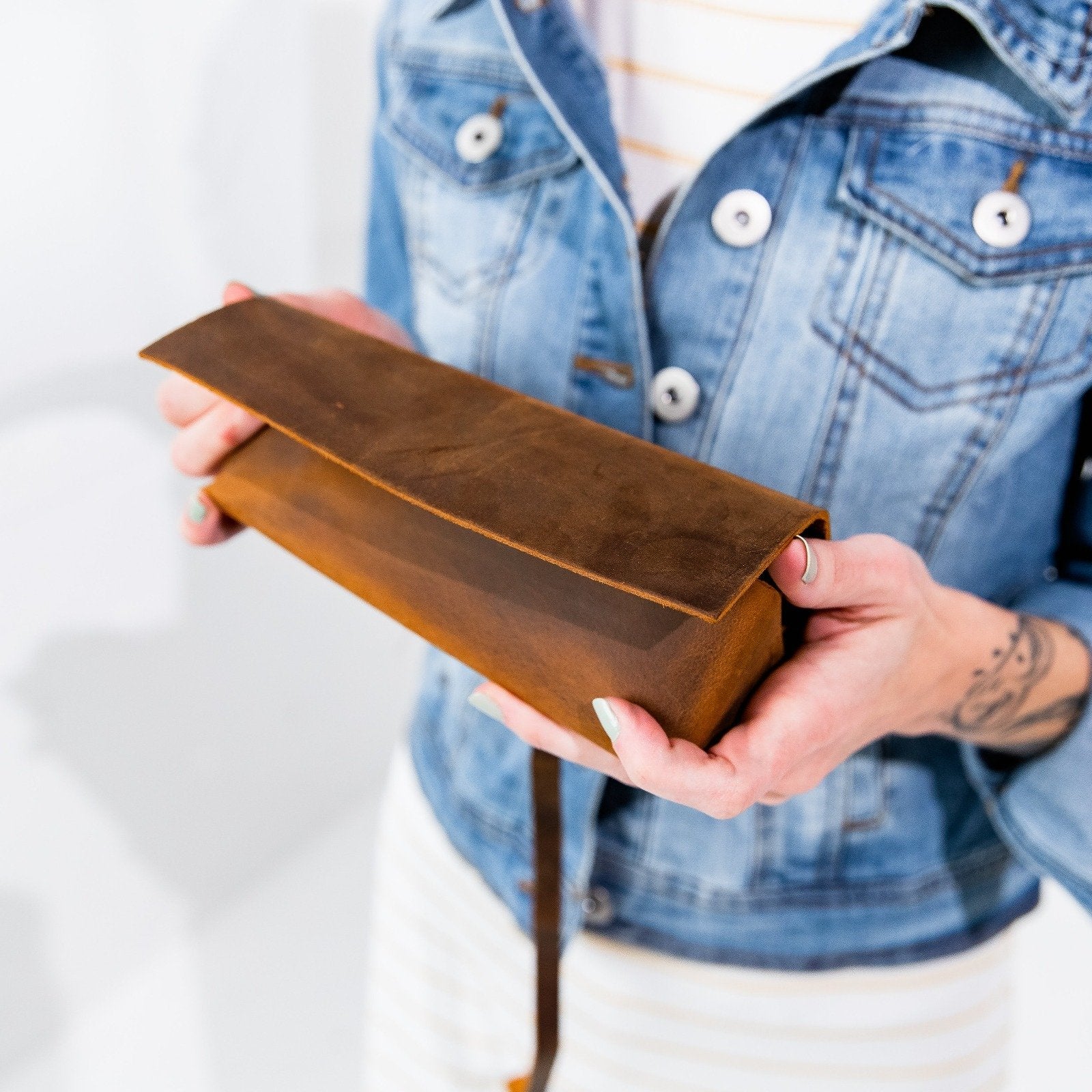 Handmade leather best sale pencil case