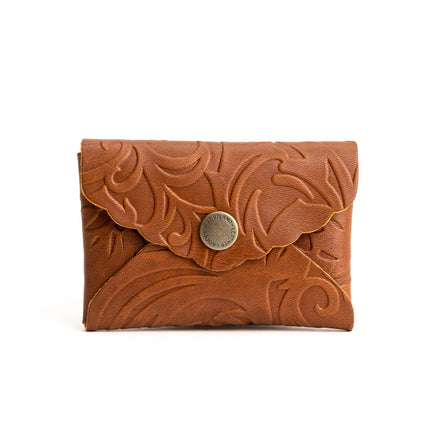 Meadow | Small leather wallet with scalloped edge