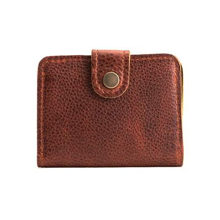 Nutmeg | Small leather bifold wallet with snap closed