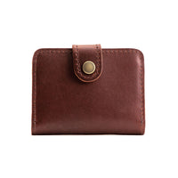 Cognac | Small leather bifold wallet with snap closed