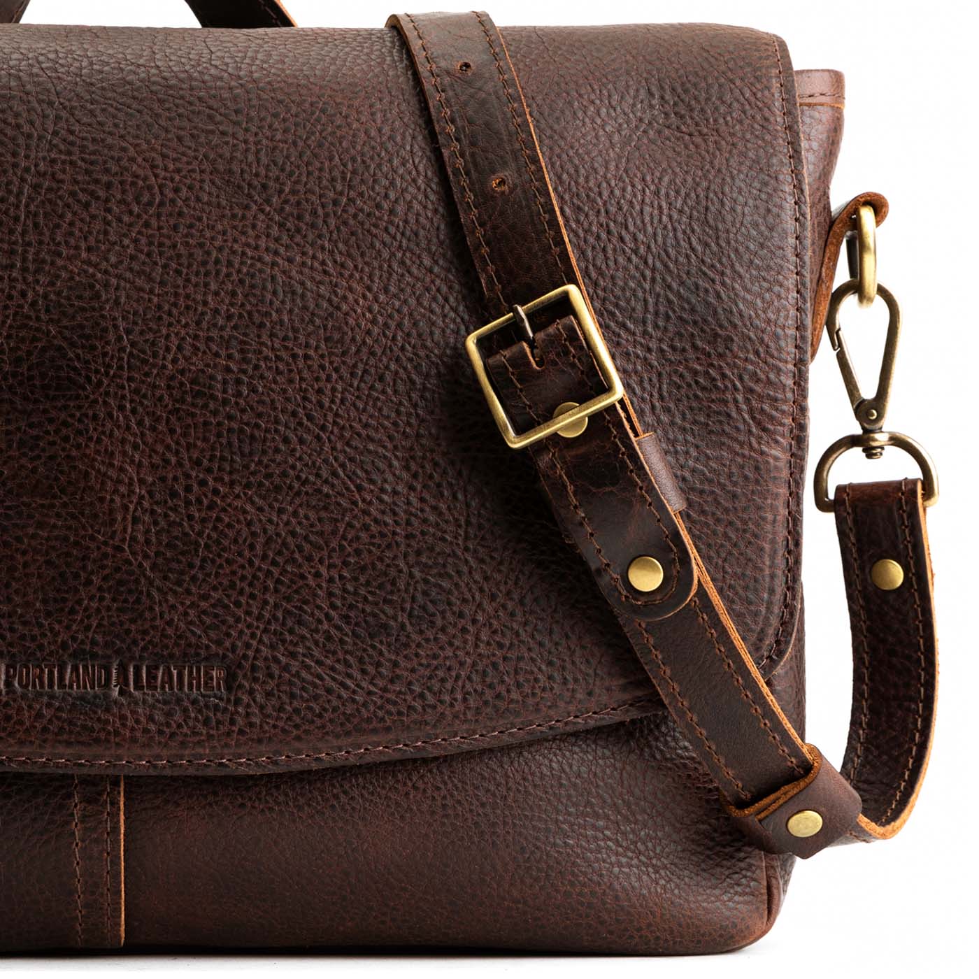 Pebble-Grain Leather Messenger Bag