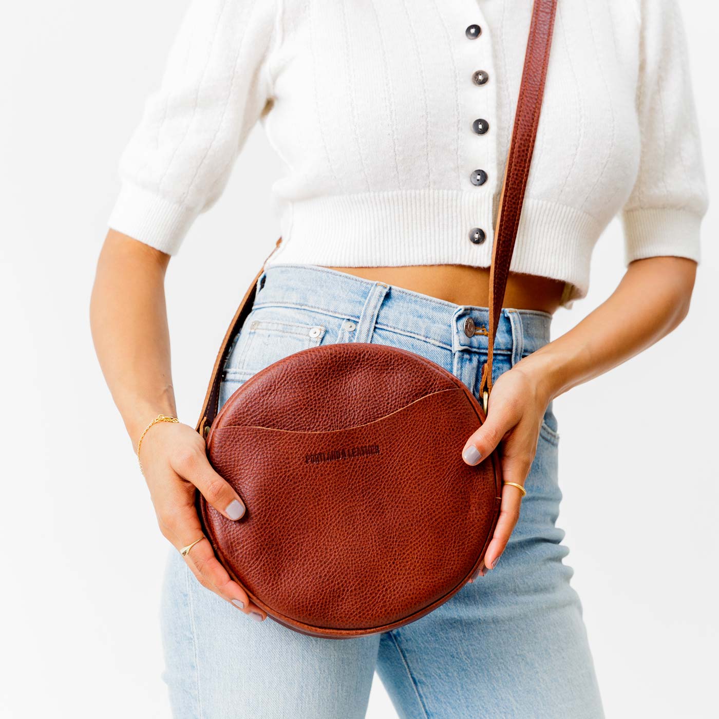 Portland Leather Goods Large Circle Crossbody 2024 in Dream