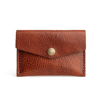 Nutmeg | Small leather envelope card wallet with snap closure