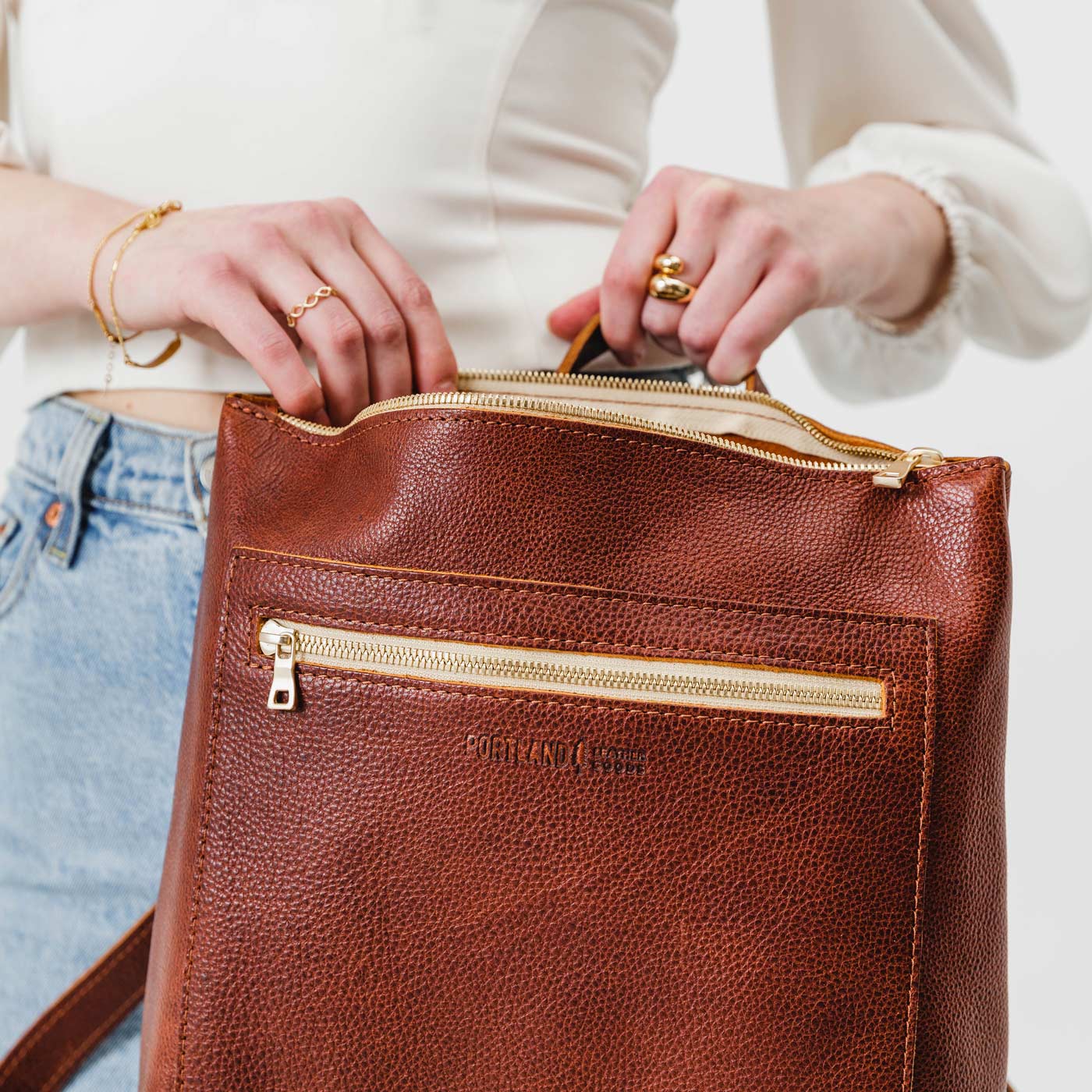Almost Perfect' Leather Laptop Sleeve, Nutmeg