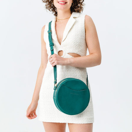 Peacock*Large  | Circle shaped crossbody bag with top zipper