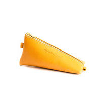 All Color: Sunflower | Small leather triangular zip pouch