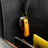 Sunflower Small | slim leather tassel with brass ring