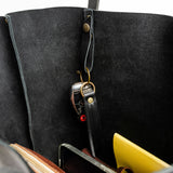 Black Large | slim leather tassel with brass ring