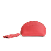 All Color: Tulip | Small leather zippered pouch with tassel