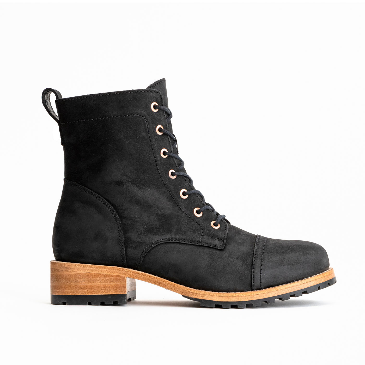 Simple Lace up Leather Boots -  Canada